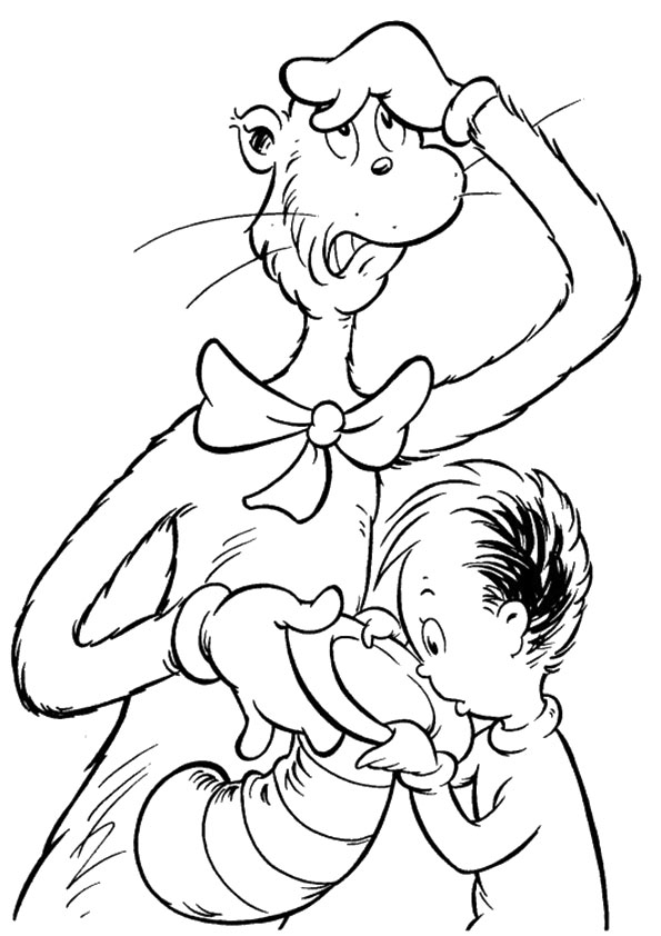 Plansa de colorat cu Cat in the hat 41 40